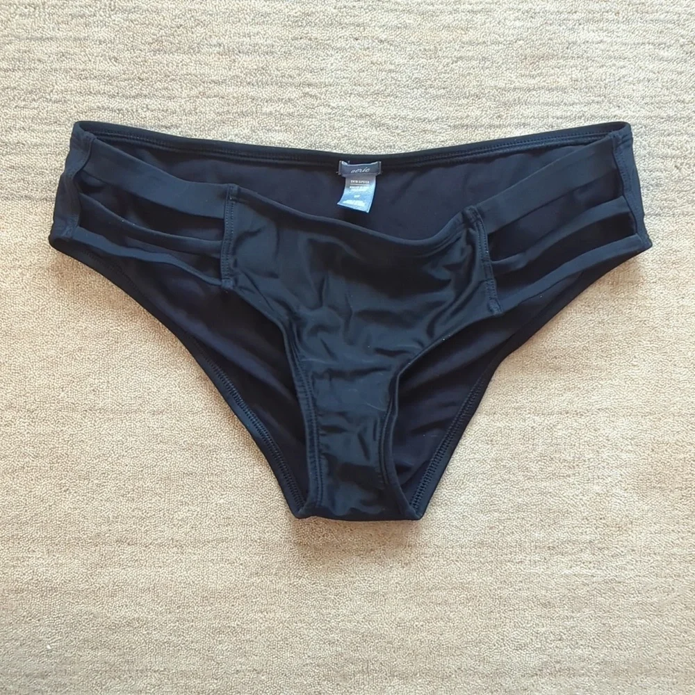 Aerie S Black Strappy Bikini